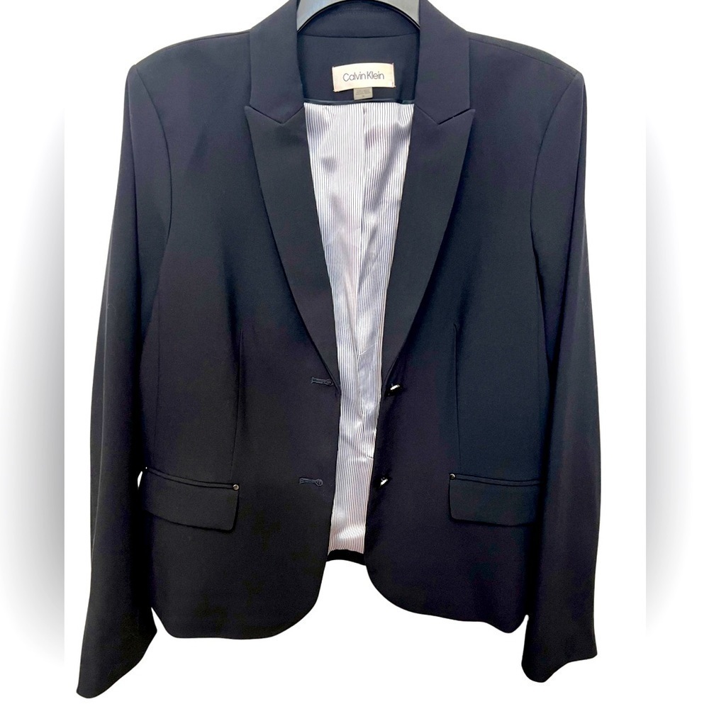 Calvin Klein Navy Button Front Blazer Jacket